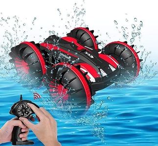 Remote Control Car Toys for 6-10 Year Old Boys Amphibious RC Car for Kids 2.4 GHz RC Boat Waterproof RC Monster Truck Stunt Car 4WD Remote Control Vehicle All Terrain Christmas Birthday Gifts (Red)