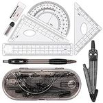 Maths Set Geometry Set Muscccm Compass Set 8 Pieces School Supplies Drawing Compass Protractor Set Rulers for Student in Carry Case