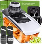 6-in-1 Mandoline Vegetable Slicer Spiralizer - Kitchen Mandolin Slicer Food Slicer Veg Slicer - Mandoline Slicer Professional Onion Potato Salad Julienne Egg Slicer Cheese Grater Zester Juicer Peeler