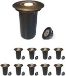 COLOER Die-cast Brass Top In-Ground Well Lights 10-Pack with Bulb,5W 2700K Warm White Outdoor LED Outdoor Low Voltage Pathway Lights,IP65 Waterproof Landscape Lighting(303B)