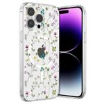 RALEAVO for iPhone 14 Pro Max Case Compatible with MagSafe Clear Floral Case with Flower Branch Pattern for Girls Women Slim Cute Hard Back Shockproof Phone Case for iPhone 14 Pro Max,Transparent