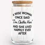 KLUBI Retirement Gift for Woman - A Wise Woman Once Said Im Outta Here 16oz Retirement Cup Retired Gifts for Women Retired Teacher Gifts Farewell Gifts for Friends Retirement Party Decorations Women