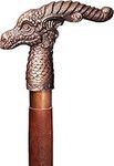 Handmade Wooden Walking Cane for Men and Women - Brass Dragon Head Handle- Fashionable Walking Stick Unique Wood Cane