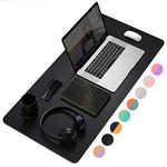 Dual-Sided Multifunctional Desk Pad, Waterproof Desk Blotter Protector, Leather Desk Wrting Mat Mouse Pad (31.5" x 15.7", Black)