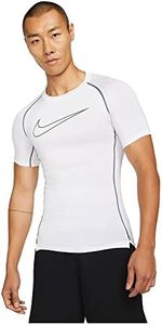 Nike Men's Pro Dri-Fit Tight-Fit Short-Sleeve Top, White/Black/Black, Medium