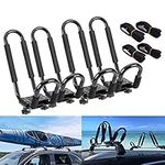 tonchean Kayak Roof Rack 2 Pair J Bars Rack Kayak Carrier Heavy Duty Kayak Canoe Boat Surf Ski Bike Carrier Rack Storage Stand Top Mount with 4 Straps for Car SUV Crossbar Truck Black