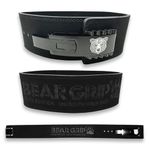 BEAR GRIP Power Belt - Elite Edition Premium Double Pong Weight Lifting Belt (S, Blacked Out)