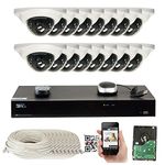 GW 16 Channel H.265 NVR 4-Megapixel (2592 x 1520) Security Camera System, 12pcs 4MP 1520p 3.6mm Wide Angle POE Weatherproof Bullet IP Cameras, 80ft Night Vision