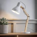 Classic Architect Desk Lamp by CKB LTD Swing Arm Modern Designer Bedside Table Reading Light Lamp - Painted Steel and Wood - UK Plug (Lily White)