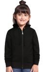 ADBUCKS Rich Cotton Full Sleeves Zipper Regular Sweatshirt for Girls and Boys Jacket with Hoodies (Black, 9-10 Years)