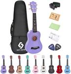 Soprano Ukulele Beginner Pack, 21 Inch Basswood kids Ukuleles Starter Kit with Gig Bag Digital Tuner Spare Strings and Picks. (purple)