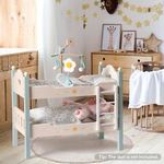 ROBOTIME Wooden Doll Bunk Bed Doll Crib for 18” Dolls With Bedding Baby Toys