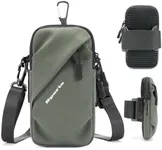 Phone Holder Arm Bands, Small Crossbody Shoulder Holsters Bag with Arm Band, Fits iPhone and All Cell Phones, Use for Running, Walking, Hiking & Biking (Plus Size Army Green)