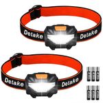 Detake Kids Head Torch, 2 Pack Super Bright Lightweight LED Headlamp with 3 Lighting Modes, Battery Powered Waterproof LED Head Torch Flashlight for Cycling, Running, Hiking, Camping, Fishing, Hiking