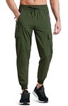 Libin Men's Lightweight Joggers Quick Dry Cargo Hiking Pants Track Running Workout Athletic Travel Golf Casual Outdoor Pants, Green XXXL