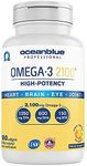 Oceanblue Professional Omega-3 2100 – 180 ct – Triple Strength Burpless Fish Oil Supplement with High-Potency EPA, DHA, DPA – Wild-Caught – Orange Flavor (90 Servings)