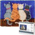 EsLuker.ly Latch Hook Rug Kits for Adults Kids Beginners DIY Crochet Rug Making Kit with Printed Cats Patterns Canvas Yarn Carpet Embroidery Crafting Arts, 20×15 Inch (Blue Cat)