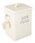 HOMION Metal dog food tin pets food storage box container canister lid with scoop (Cream)