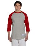 Champion Men's Raglan Baseball T-Shirt, Oxford Gray/Scarlet, Medium