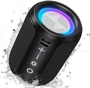 LENRUE Portable Bluetooth Speakers, Wireless Speakers with TWS, IPX5 Waterproof, Colorful Lights, Support Type C and TF Card, Portable for Shower, Travel, Party (Black)