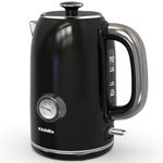 KitchMix Electric Kettle,1.7L Stainless Steel Tea Kettle with Thermometer,1500W Cordless Water Boiler with LED Indicator, Auto Shut-Off & Boil-Dry, Cool Touch Handle, BPA Free - Black