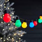 Lights4fun 30 Multi Coloured LED Festoon Party String Lights for Indoor Outdoor Use Mains Powered 7.25m Waterproof IP44