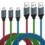 Micro USB Cable, Canjoy 3 Pack USB to Micro USB Cable 6ft Braided Android Charger Fast Charging Cord Compatible Samsung Galaxy S7 S6