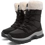 ziitop Womens Snow Boots, Women's Winter Boots, Fur Lined Warm Winter Boots, Lace up Warm Shoes, Mid Calf Snow Boots, Outdoor Anti-Slip Boots, Snow Boots Waterproof, Winter Walking Boots for Women