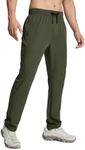 BALEAF Men's Hiking Pants Lightweight Quick Dry Water Resistant Elastic Waist Cargo Pants with Zip Pockets for Outdoor Dark Army Green XL