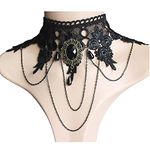 Wedity Gothic Black Sexy Lace Necklaces Tassel Collar Choker Halloween Party Accessories for Women Girls (Black necklace 5)