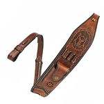 TOURBON Leather Rifle Sling with Knife Pouch, Ammo Holder Bandolier Adjustable Gun Strap