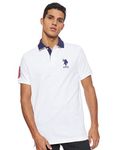 U.S. Polo Assn. Men's Short-Sleeve Polo Shirt with Applique, White/Dodger Blue, XXL