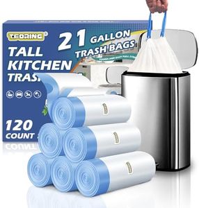 T.FORING 21 Gallon Tall Kitchen Trash Bags Drawstring, 1.7 Mil, 120 Count