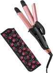 JYfeel 2 in 1 Travel Curling Flat Iron Dual Voltage Mini Hair Straightener and Curler with 1 Inch Rose Gold Ceramic PTC Plate, with Heat Resistant Bag,Glove and 2 Clips