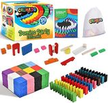 Calmado - Dominos, 370 pcs Dominos Set, Kids Toys Made from Wood, Wooden Domino Party Edition XXL Set + Bag+ Instruction Manual + Accessories