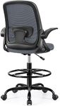 Winrise Drafting Chair Tall Office Chair Ergonomic Desk Chairs with Lumbar Support and Flip-up Armrests, Adjustable Height Comfy Computer Chair with Swivel Task and Adjustable Foot Ring