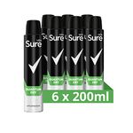 Sure Men Quantum Dry Anti-Perspirant Aerosol pack of 6 deodorant for men for 48-hour sweat and odour protection 200 ml