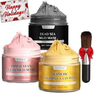 YLNALO Easter Gifts 3 Pcs Clay Facial Mask Set - Turmeric Vitamin C, Dead Sea and Himalayan Clay Skin Care Mask for Deep Cleansing, Moisturizing, and Refining Pores, Spa Facial Mask Gift Set