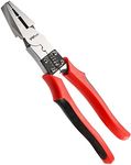 YIYITOOLS Lineman's Pliers, Combination Pliers with Wire Stripper/Crimper/Cutter Function, Heavy Duty Side Cutting High-Leverage Plier, 8-1/2 inch (HX-1-002), Red