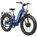FREESKY Ranger AIR Dual Motor Electric Bike for Adults, 3500W 200NM Fast Ebike,170KM Long Range E Bike,Full Suspension Electric Mountain Bike, 26'' Fat Tire Electric Bicycle Blue Standard