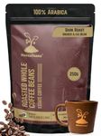MokkaFarms Roasted Whole Coffee Beans 250g | 100% Arabica | Dark Roast, Sundried/Cherry, A/AA Grade | Freshly Roast Estate Coffee | Strong Flavor & Aroma | Farm to Fork Quality | Zip Lock Bag