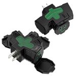 K KASONIC - Electrical Multi-Outlet, 3-Way Indoor Outdoor Adapter with Protective Cover, ETL Listed Heavy-Duty Grounded Power Tap, 2 Pack 1875W/15Amps Plug Splitter for Home, Office, Outdoor, Green