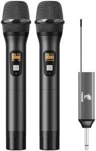 TONOR Wireless Microphone, UHF Dual Cordless Metal Dynamic Mic System with Rechargeable Receiver (Black)