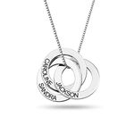 Silver Style Personalised Customized sterling-silver White Russian-Ring Engraved Name Family Necklace for Women