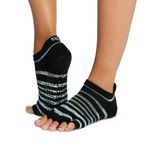 toesox Low Rise Half Toe Grip Socks – Non-Slip Pilates Socks for Women and Men, Barre & Yoga Grip Socks, Ballet Toeless Socks, Pulse, Small