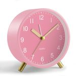 JALL Analog Alarm Clock (Pink+Gold)