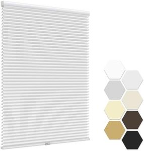 LazBlinds No Tools No Drill Cordless Cellular Shades, Light Filtering Honeycomb Shades Pleated Blinds for Window Size 33" W x 72" H, White