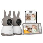 2K Video Baby Monitor with 2 Cameras, ieGeek 360° View Split Screen Baby Monitor WiFi Smartphone with 5" no WiFi LCD Monitor, Motion & Cry Detection, 2-Way Audio, 1000ft Range, Temperature, Lullabies