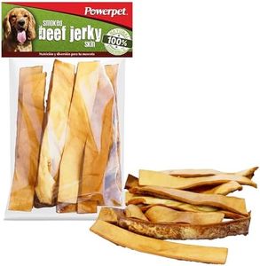 Powerpet Treats Natural Smoked Beef Jerky Skin for Dogs - Premium High Protein, Grain-Free, Rawhide-Free, Long-Lasting Chews, Ideal for All Breeds, Promotes Dental Health - Easy Digestion - 8oz Bag