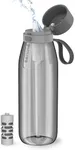 PHILIPS Filtered Water Bottle, BPA-Free Tritan Plastic Water Bottles, Replaces 450 Plastic Water Bottle with Reusable GoZero Everyday Water Filter, Portable Filtering Bottle for Travel, 36oz, Grey